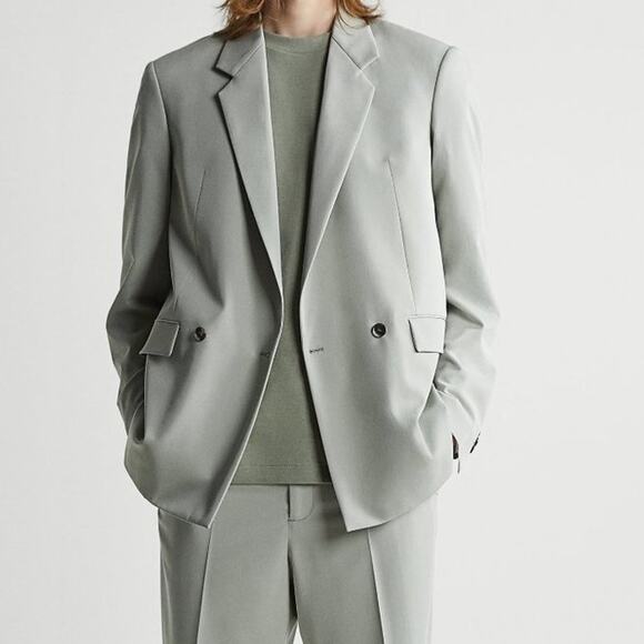 Zara Gray Suit Jacket Blazer - Picture 1 of 8